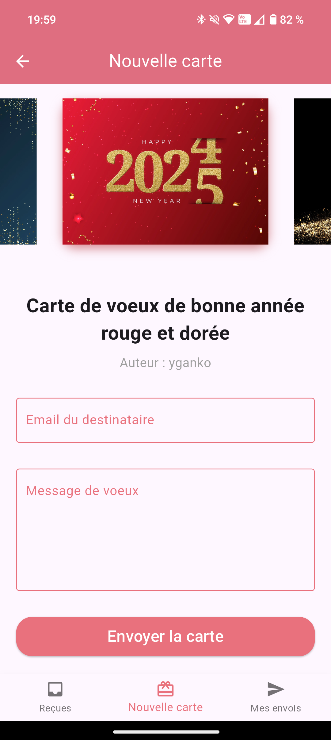 Application d'envoi de carte de voeux